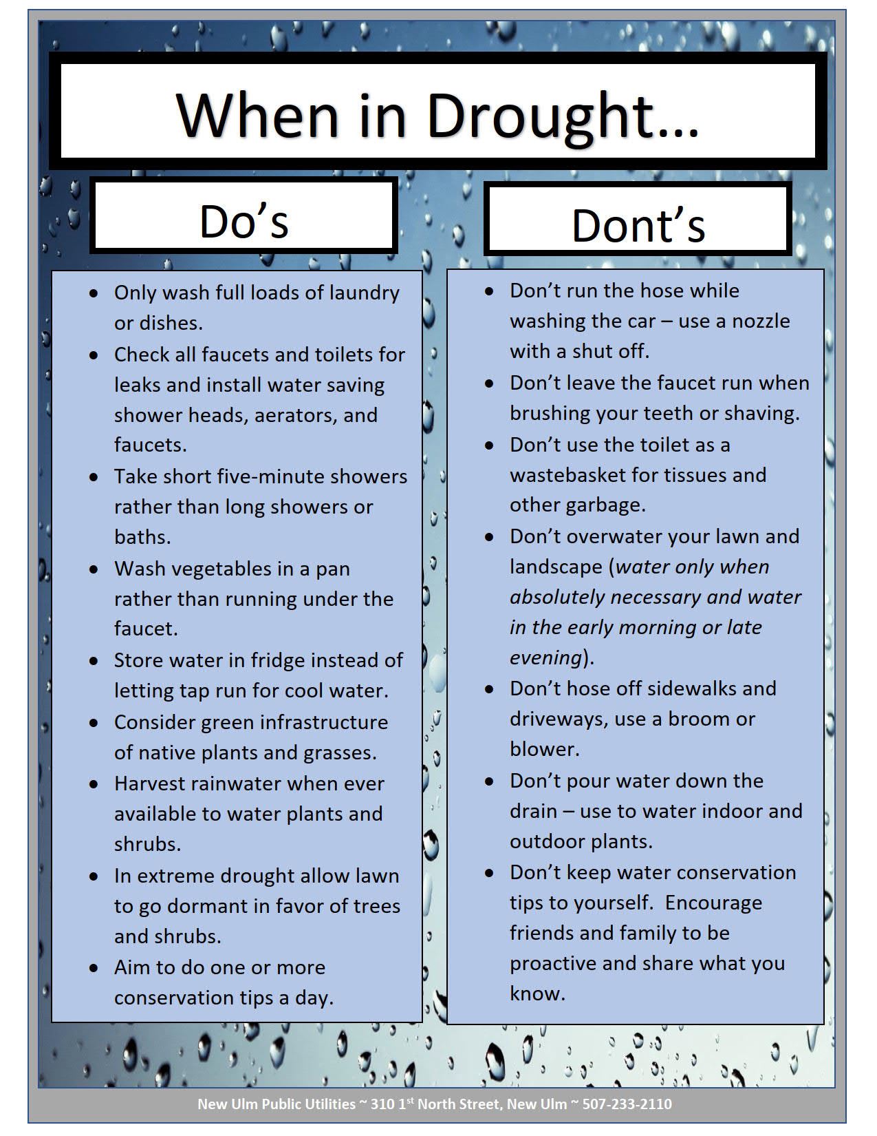 Do's and Don'ts Drought